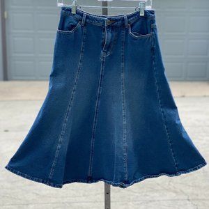 Stretch-denim flared Coldwater Creek denim skirt 4
